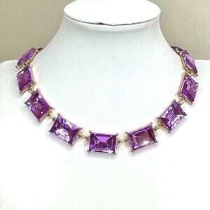 NEW Chunky Necklace Adjustable 16" 18" 20" Puffy Purple Gold Chain O14